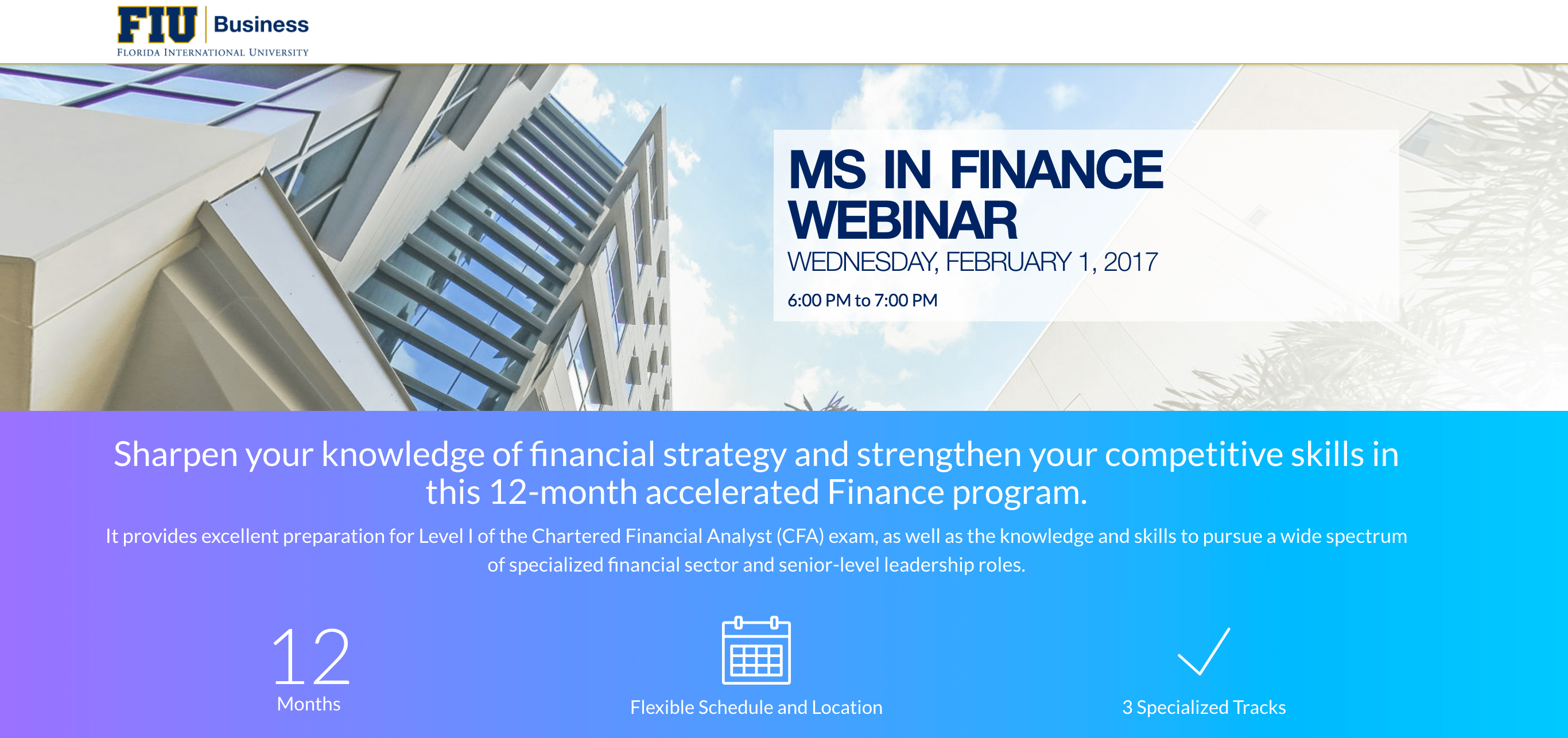 Facebook Ads FIU Landing Page Example