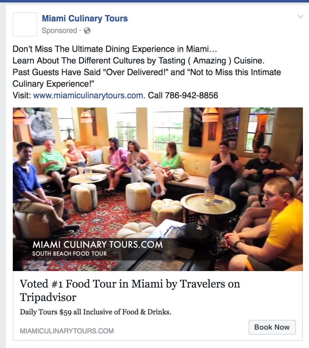 Facebook Ads Book Now CTA Example