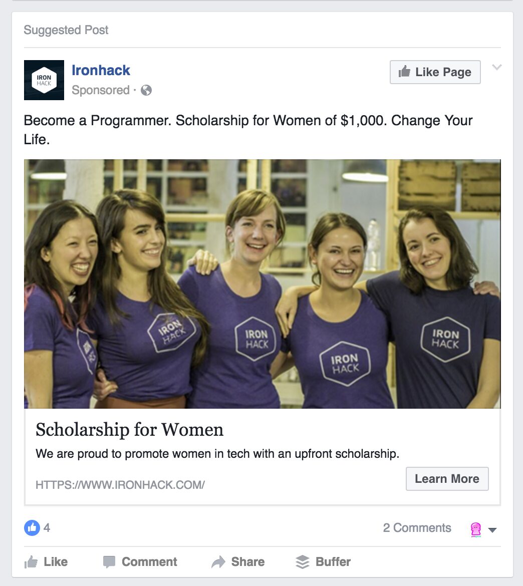 Facebook Engagement Objective Learn More Call To Action Example